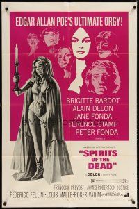6c831 SPIRITS OF THE DEAD 1sh '69 Federico Fellini, Reynold Brown artwork of sexy Jane Fonda!