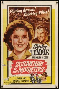 6c869 SUSANNAH OF THE MOUNTIES 1sh R58 Randolph Scott, Margaret Lockwood, aging Shirley Temple!