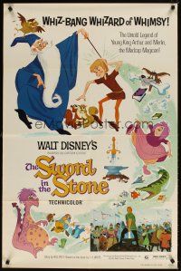 6c874 SWORD IN THE STONE 1sh R73 Disney's cartoon story of young King Arthur & Merlin the Wizard!