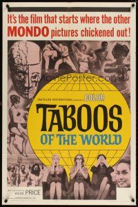6c878 TABOOS OF THE WORLD 1sh '65 I Tabu, AIP, Vincent Price, wild image of shocked audience!