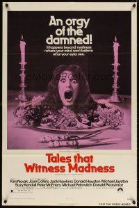 6c882 TALES THAT WITNESS MADNESS 1sh '73 wacky screaming head on food platter horror image!