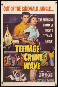6c890 TEEN-AGE CRIME WAVE 1sh '55 bad girls & guns, shocking drama of today's teenage terror!