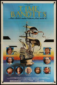 6c913 TIME BANDITS 1sh '81 John Cleese, Sean Connery, art by director Terry Gilliam!