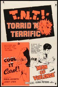 6c877 T.N.T. TORRID 'N TERRIFIC Canadian 1sh '72 Cool It Carol & Man Of Violence, double-bill!