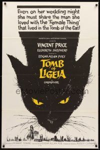 6c918 TOMB OF LIGEIA 1sh '65 Vincent Price, Roger Corman, Edgar Allan Poe, cool cat artwork!