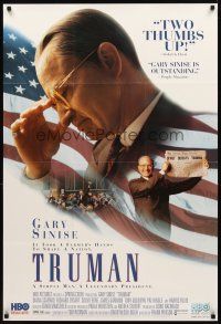 6c935 TRUMAN video 1sh '95 cool image of Gary Sinise in the title role as U.S. President!