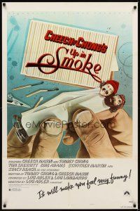 6c945 UP IN SMOKE style B revised 1sh '78 Cheech & Chong marijuana drug classic, great art!