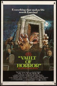 6c951 VAULT OF HORROR 1sh '73 Tales from Crypt sequel, cool art of death's waiting room!