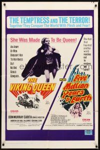 6c955 VIKING QUEEN/FIVE MILLION YEARS TO EARTH 1sh '67 cool action adventure/horror double bill!