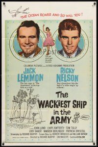 6c958 WACKIEST SHIP IN THE ARMY 1sh '60 Jack Lemmon & Ricky Nelson, the ocean roars & so will you!