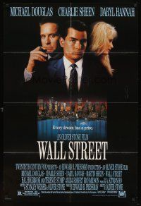 6c965 WALL STREET 1sh '87 Michael Douglas, Charlie Sheen, Daryl Hannah, Oliver Stone!