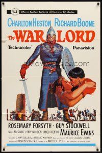 6c968 WAR LORD 1sh '65 art of Charlton Heston all decked out in armor with sword!