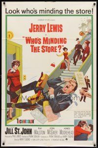 6c976 WHO'S MINDING THE STORE 1sh '63 Jerry Lewis is the unhandiest handyman, Jill St. John