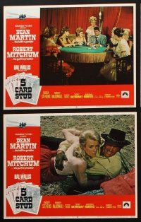 6d059 5 CARD STUD 8 LCs '68 cowboys Dean Martin & Robert Mitchum gamble at poker!