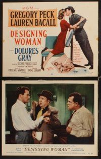 6d231 DESIGNING WOMAN 8 LCs '57 great images of Gregory Peck & sexy Lauren Bacall!