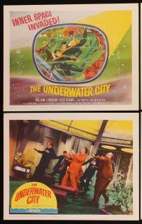 6d765 UNDERWATER CITY 8 LCs '62 William Lundigan, wacky images from scuba diving sci-fi!