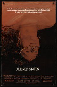 6g044 ALTERED STATES foil 1sh '80 William Hurt, Paddy Chayefsky, Ken Russell, sci-fi horror!