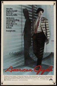 6g046 AMERICAN GIGOLO 1sh '80 handsomest male prostitute Richard Gere is being framed for murder!