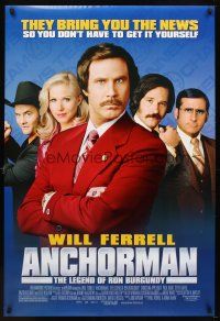 6g047 ANCHORMAN DS 1sh '04 Will Ferrell, Christina Applegate, Paul Rudd, Steve Carell!