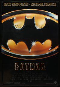 6g083 BATMAN glossy style D int'l 1sh '89 directed by Tim Burton, cool image of Bat logo!