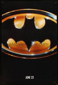 6g085 BATMAN matte teaser 1sh '89 directed by Tim Burton, cool image of Bat logo!