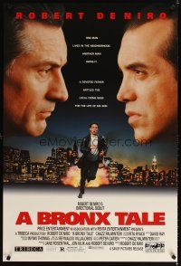6g146 BRONX TALE 1sh '93 Robert De Niro faces off with Chazz Palminteri over NYC skyline!