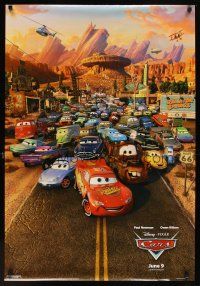 6g165 CARS advance 1sh '06 Walt Disney animated automobile racing, cool image of cast!