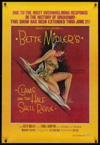 6g182 CLAMS ON THE HALF SHELL stage play 1sh '75 art of wacky Bette Midler by Richard Amsel!