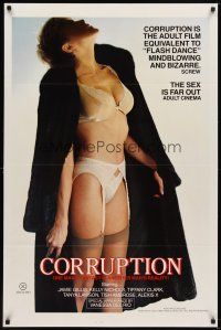 6g203 CORRUPTION video/theatrical 1sh '83 one man's far out fantasy sex is another man's reality!