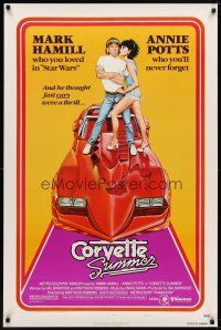6g204 CORVETTE SUMMER style B 1sh '78 Mark Hamill & sexy Annie Potts + cool Chevrolet sports car