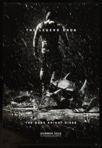 6g223 DARK KNIGHT RISES teaser DS 1sh '12 the legend ends, cool image of broken mask in the rain!