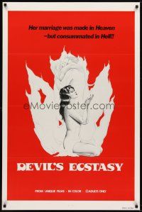 6g236 DEVIL'S ECSTASY 1sh '77 sexy artwork, her marriage was consummated in Hell!