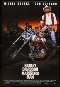6g384 HARLEY DAVIDSON & THE MARLBORO MAN 1sh '91 Mickey Rourke & Don Johnson in title roles!