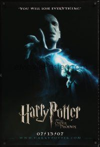 6g388 HARRY POTTER & THE ORDER OF THE PHOENIX teaser DS 1sh '07 David Yates, creepy Ralph Fiennes!