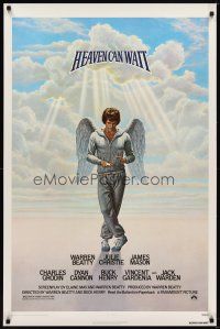 6g392 HEAVEN CAN WAIT 1sh '78 art of angel Warren Beatty wearing sweats, football!