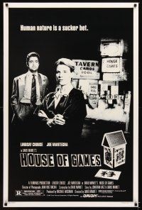 6g412 HOUSE OF GAMES 1sh '87 David Mamet, Lindsay Crouse, human nature is a sucker bet!