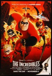 6g430 INCREDIBLES advance DS 1sh '04 Disney/Pixar animated sci-fi superhero family!