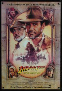 6g435 INDIANA JONES & THE LAST CRUSADE int'l advance 1sh '89 art of Ford & Connery by Drew!