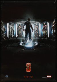 6g445 IRON MAN 3 teaser DS 1sh '13 cool image of Robert Downey Jr & many suits!