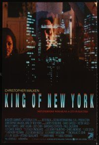 6g466 KING OF NEW YORK 1sh '90 cool reflection of Christopher Walken, directed by Abel Ferrara!