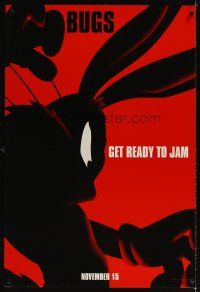 6g690 SPACE JAM teaser DS 1sh '96 cool silhouette artwork of Bugs Bunny!