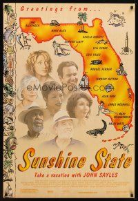 6g719 SUNSHINE STATE 1sh '02 Jane Alexander, Angela Bassett, John Sayles, cool Florida map art!