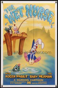 6g788 WET NURSE Kilian 1sh '88 Baby Herman goes fishing w/Roger Rabbit as the bait!