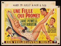 6e342 GIRL MOST LIKELY Belgian '58 sexiest art of Jane Powell in skimpy polkadot outfit!