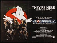 6e142 GHOSTBUSTERS British quad '84 Bill Murray, Aykroyd & Harold Ramis here to save the world!