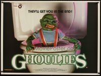 6e143 GHOULIES British quad '85 wacky image of goblin in toilet, they'll get you in the end!