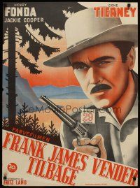 6e302 RETURN OF FRANK JAMES Danish '48 different artwork of outlaw Henry Fonda, Fritz Lang!