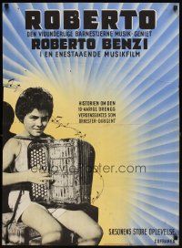6e303 ROBERTO BENZI Danish '50s cool image of child prodigy playing accordion!