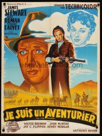 6e173 FAR COUNTRY French 23x32 '55 art of James Stewart, Ruth Roman, directed by Anthony Mann!