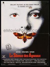6e202 SILENCE OF THE LAMBS French 15x21 '90 great image of Jodie Foster with moth over mouth!